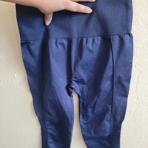 Fabletics High-Waisted Navy Blue Medium Perforated Athletic Leggings